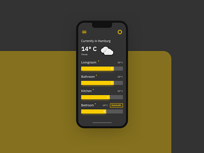 Smart Home Mobile App UI – Dark Mode