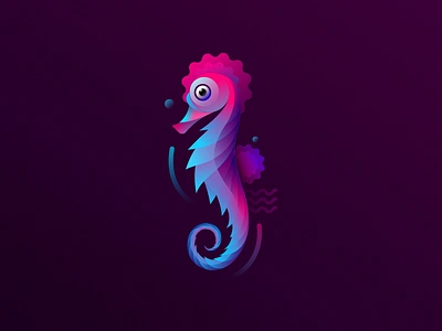 Sea-Horse fish gradient illustration sea animals seahorse vector vector horse