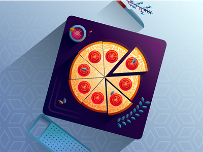 pizza food food lover food vector foodie gradient illustration pizza pizza vector