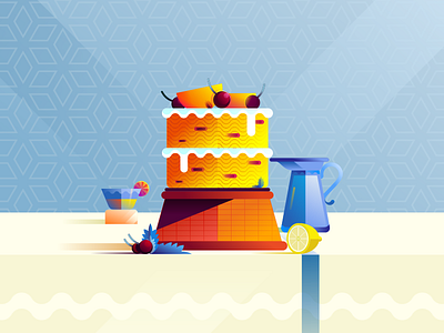 Lemon-stone fruit cake.. cake cake vector food food lover food vector foodie gradient illustration