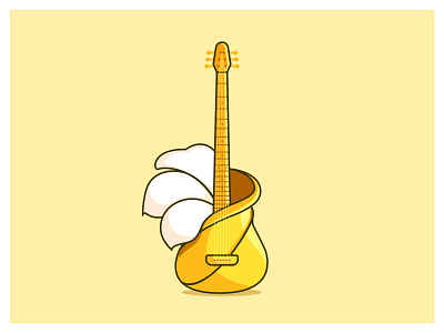 Guitar+Hibiscus branding flower illustration illustration minimal music illustration