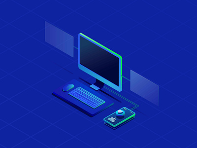 Isometric illustraion gradient illustration ui vector