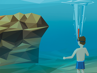 UNDERWATER art blue dive graphic illustration underwater