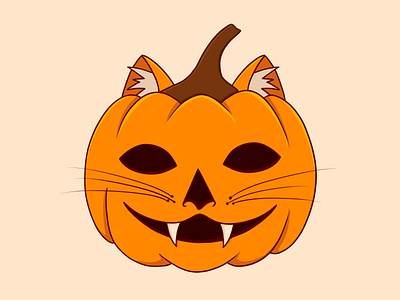 Happy Miaolloween cat cat pumpkin flatdesign halloween halloween cat illustration miaolloween pro create pumpkin stickermule