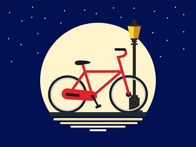 Bike by night adobe illustrator amsterdam bike biking city flatdesign illustration night wacom cintiq