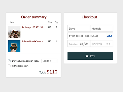 #DailyUI 002 - Credit Card Checkout