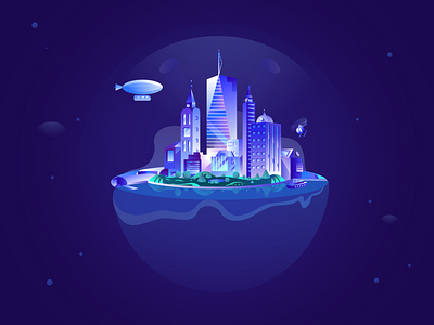 Floating city exploriation art bright color combinations city city branding contrast design design exploration flat gradient icon floating illustration minimal art new york visual identity