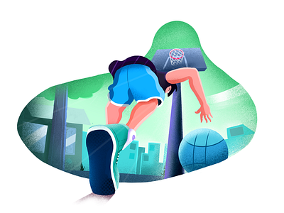 Player art ball basketball character design environment illustration minimal art minimal clean design perspective procreate sports texture visual identity