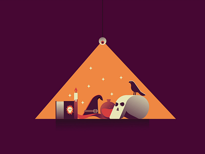 Spooky items aftereffects animation crow halloween illustration loop minimal art minimal clean design motion motiongraphics skull spooky vector