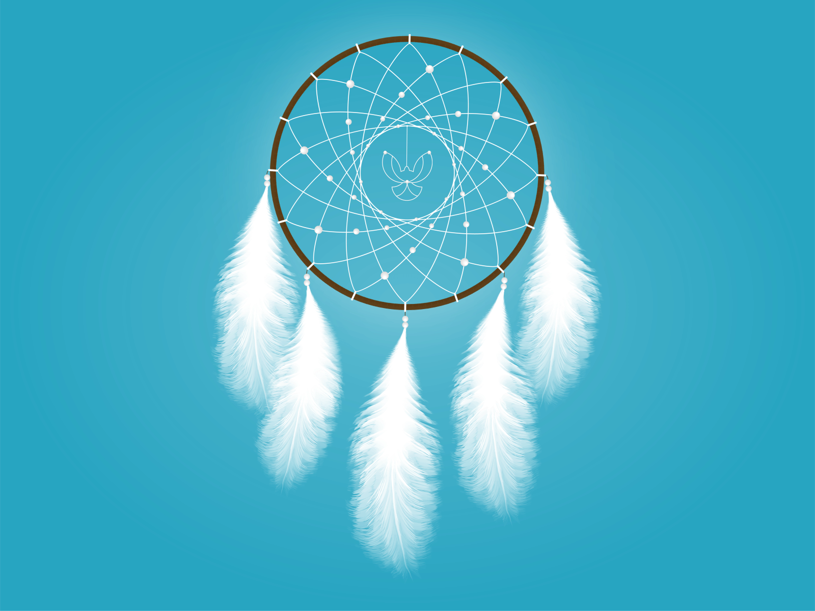 Peace Day Dreamcatcher animated bird blue calm dove dreamcatcher feathers fluffy harmony illustration peace peace day perl serenity string vector video white
