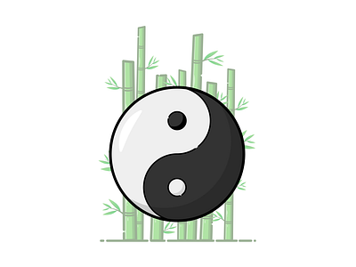 Yin Yang bamboo china design flat harmony illustration peace vector yin yang