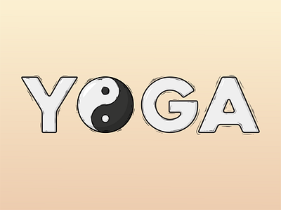 Yoga with Yin Yang black flat grungy vector white yin yang yoga