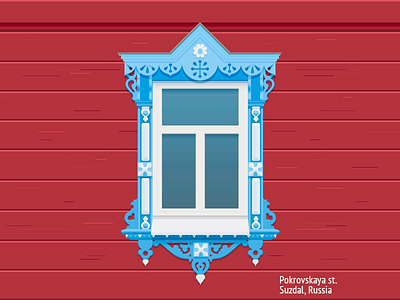 Russian wood window illustration photoshop