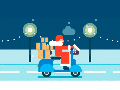 New year courier adobe after effect adobe illustrator animation courier illustration new year night road santa vector winter