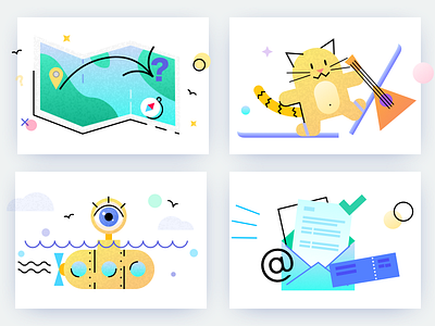 Illustrations for Ozon.travel app cat design illustration sketch travel ui vector