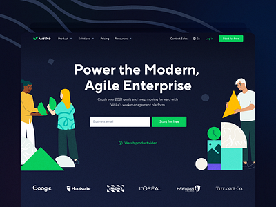 Wrike Website Hero — Dark Mode