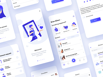 Mobiapp – Mobile Medicine App app blue clean doctor health illustration medicine mobile mobile app profile ui