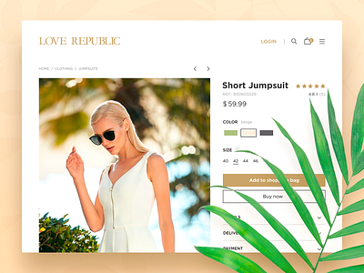 Love Republic E-commerce app buy card clean clothes concept design ecommerce fashion fashion app gold love product product card shopping ui web web design