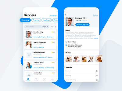 Inqpets – Mobile App for pets owners app blue branding card cat clean design doctor dog health icon illustration mobile mobile app pet pet app pet care typography ui ux
