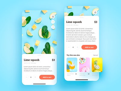 Food Delivery Mobile App app blue bright card clean delivery design food food app lime mobile mobile app product product design product page typography ui ux