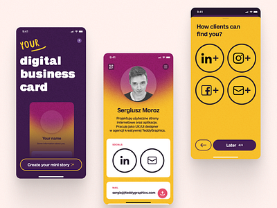 Digital business card App by Sergiusz Moroz on Dribbble