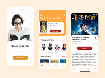 Book on The Go | eBook Mobile App Concept app app design book app book readin app ebook product design reading app ui user interface