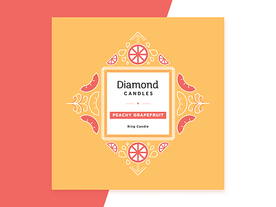 Peachy Grapefruit diamond candles illustration label design product