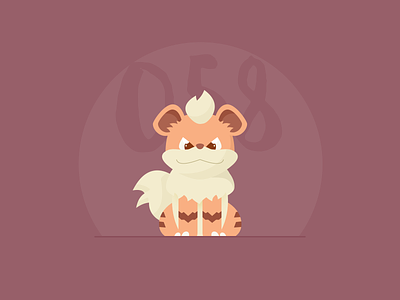 058 Growlithe 100days daily day pokemon series set sketch vector