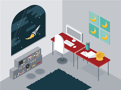 Isometric Space Office boostopia illustration interior isometric office room space