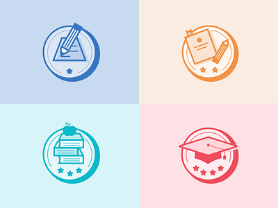 School Level Badges app badge icon illustration level lineart school