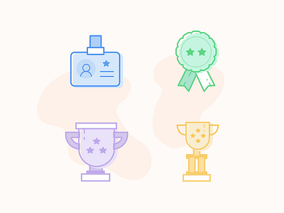 Everyone's a Winner badge icon illustration people rank star trophy win winner worker