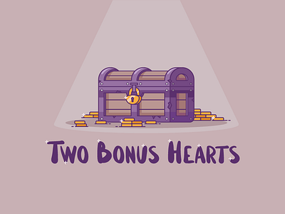 Two Bonus Hearts chest game gamer geek illustration lock logo nerd treasure youtube