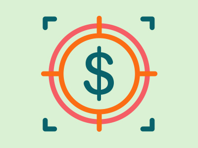 Targeted Money business icon illustration infographic line money vector
