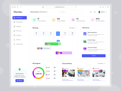 Mentor - E-Learning dashboard UI/UX design