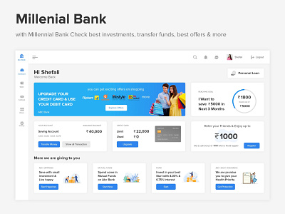 Millenial Bank persona typography ui user research ux wireframes