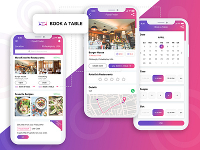 Restaurant Table Booking app design illustration typography ui ux