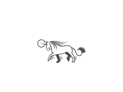 The Unicorn clean drawing grey scale illustration logo