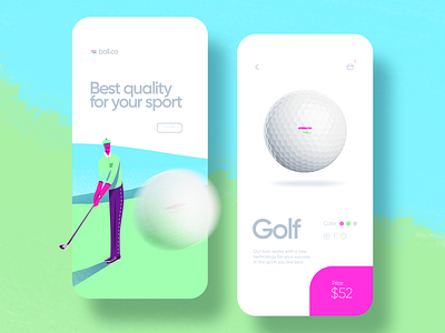 Ball.co Shop app Simulation - Golf aplication design flat flat design flat illustration golf golf ball golf club illustration shop shopping shopping app ui uidesign ux