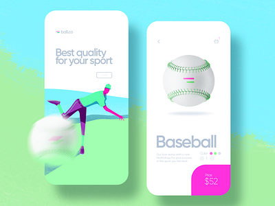 Ball.co Shop app Simulation - Baseball aplication ball baseball basecamp design flat flat design flat illustration illustration shop ui uidesign ux