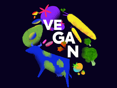 Vegan 🥦 animals color design flat flat design flat illustration illustration lifestyle photoshop texture ui uiux vegan veggie