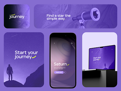 Journey - Astronomy tracking app 🔭 astronomy branding galaxy illustration logo logotype planet sky telescope ui uiux ux visual identity