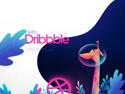 Hello Dribbble! design firstshot flat giraffe hellodribbble illustration savannah ui