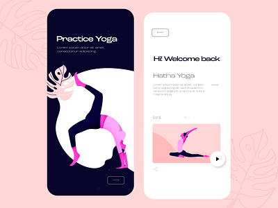 Practice Yoga - Mobile app concept aplication app application clean colors flat flat design flat illustration illustration typography ui uidesign ux yoga