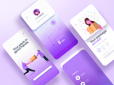Tracking app - Mobile Concept 📦 aplication colors design flat design flat design flat illustration illustration track tracker tracking tracking app typography ui uidesign ux