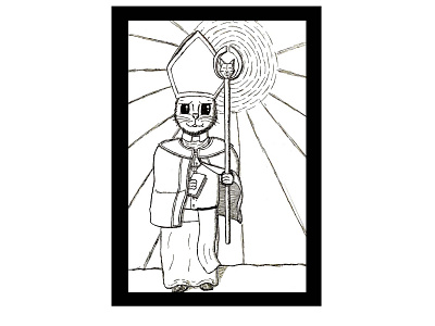 Pope John Pawl animal design drawing faith freehand illustration pen pope religion sketch