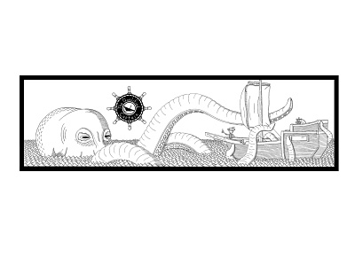 Kraken animal boat design drawing freehand illustration kraken ocean pen pirate ship sketch