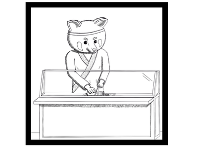 Sushi animal chef cooking design drawing freehand illustration panda pen sketch sushi