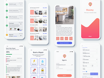 Apartment Search App apartment app clean condo design filter home house ios minimal mobile orange realtor realty repair search sketch ui ux walkthrough