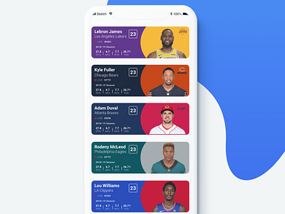 Player Rosters app athlete blue branding clean design illustration ios lebron list minimal app mobile roster sketch sport sport app sports ui ux vector