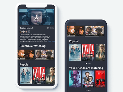 Movie App app app animation app branding blue clean dark dark app dark theme design illustration ios list mobile movie movie app movie booking scroll sketch ui ux